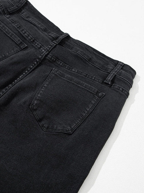 Retro Chic Black High Waist Flare Denim Jeans