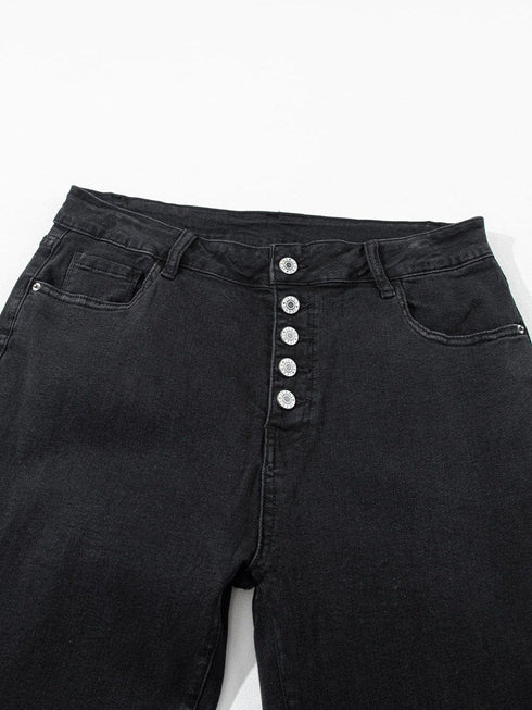 Retro Chic Black High Waist Flare Denim Jeans