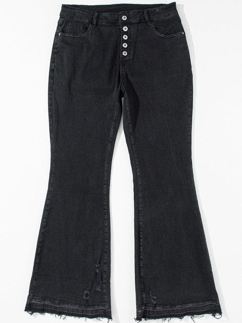 Retro Chic Black High Waist Flare Denim Jeans