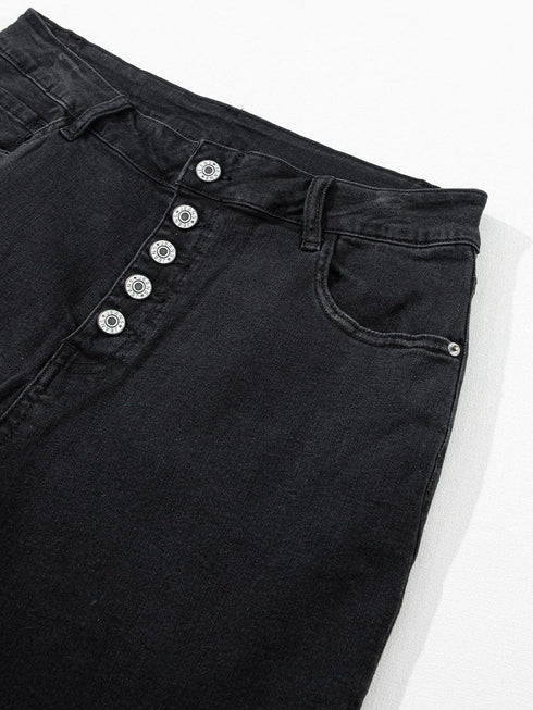 Retro Chic Black High Waist Flare Denim Jeans