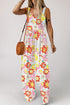 Retro Print Casual Wide-Leg Jumpsuit - Bare - Spaghetti Strap - U-Shape - Scoop
