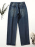 Retro Rolled Hem Single-Breasted Closure Straight Loose Casual Jeans