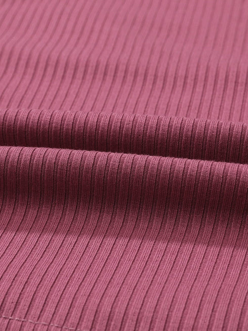 Ribbed Crop Top with Matching Wide Leg Pants - Winter Edition