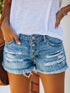Ripped Fringed Denim Shorts Straight-breasted Pant