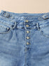 Roll Edge Dusk Blue High Rise Denim Shorts with Button Fly