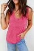 Rose Red Mineral Wash V Neck Tank Top
