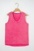 Rose Red Mineral Wash V Neck Tank Top