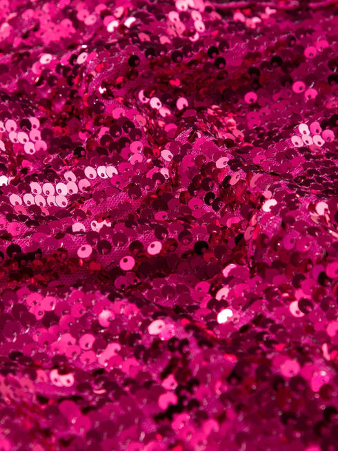 Rose Red Sequin Babydoll Romper with Puff Sleeves