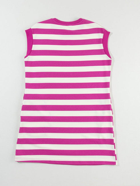 Rose Striped Cap Sleeve Pocket Shift T-shirt Dress