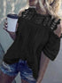 Round Neck Off Shoulder Cut-out Short Sleeve T Shirt