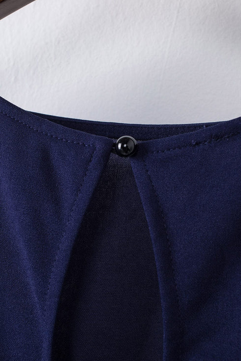 Round Neck Solid Color Sleeveless Split Dress