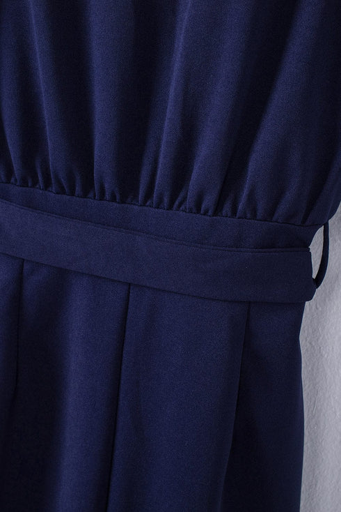 Round Neck Solid Color Sleeveless Split Dress