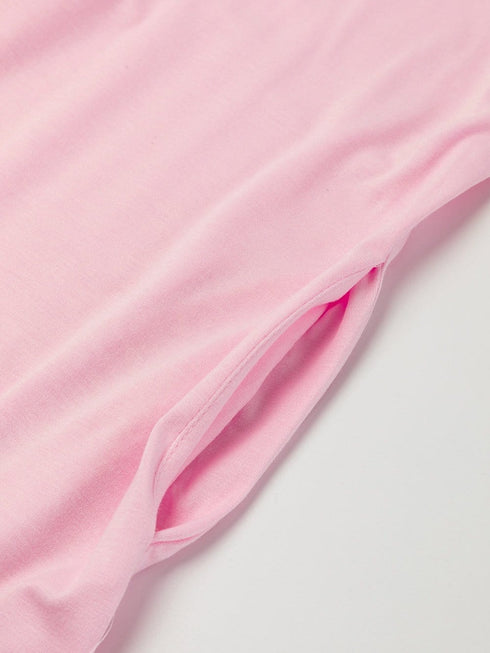 Round Neck Solid Color Sleeveless Split Dress