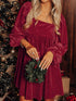 Ruby Velvet Square Neck Babydoll Dress with Tie Back