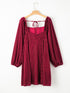Ruby Velvet Square Neck Babydoll Dress with Tie Back