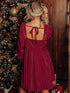 Ruby Velvet Square Neck Babydoll Dress with Tie Back
