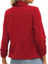 Ruched Solid Color Open-Front Buttonless Placket Casual Blazer