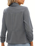 Ruched Solid Color Open-Front Buttonless Placket Casual Blazer