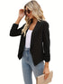 Ruched Solid Color Open-Front Buttonless Placket Casual Blazer