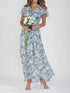Ruffle Sleeve V Neck Floral Chiffon Maxi Dress