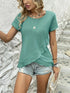 Ruffled Hem Tee with Crew Neck, Short Sleeves - Women's Casual Spring & Summer Top