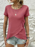 Ruffled Hem Tee with Crew Neck, Short Sleeves - Women's Casual Spring & Summer Top