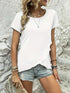 Ruffled Hem Tee with Crew Neck, Short Sleeves - Women's Casual Spring & Summer Top