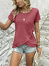Ruffled Hem Tee with Crew Neck, Short Sleeves - Women's Casual Spring & Summer Top