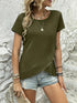 Ruffled Hem Tee with Crew Neck, Short Sleeves - Women's Casual Spring & Summer Top