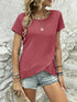Ruffled Hem Tee with Crew Neck, Short Sleeves - Women's Casual Spring & Summer Top