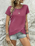 Ruffled Hem Tee with Crew Neck, Short Sleeves - Women's Casual Spring & Summer Top