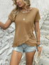 Ruffled Hem Tee with Crew Neck, Short Sleeves - Women's Casual Spring & Summer Top
