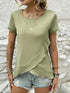 Ruffled Hem Tee with Crew Neck, Short Sleeves - Women's Casual Spring & Summer Top