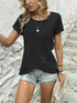 Ruffled Hem Tee with Crew Neck, Short Sleeves - Women's Casual Spring & Summer Top