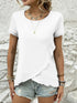 Ruffled Hem Tee with Crew Neck, Short Sleeves - Women's Casual Spring & Summer Top