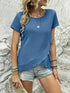 Ruffled Hem Tee with Crew Neck, Short Sleeves - Women's Casual Spring & Summer Top