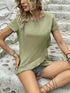 Ruffled Hem Tee with Crew Neck, Short Sleeves - Women's Casual Spring & Summer Top