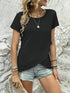 Ruffled Hem Tee with Crew Neck, Short Sleeves - Women's Casual Spring & Summer Top