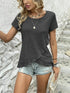 Ruffled Hem Tee with Crew Neck, Short Sleeves - Women's Casual Spring & Summer Top