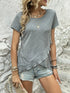 Ruffled Hem Tee with Crew Neck, Short Sleeves - Women's Casual Spring & Summer Top