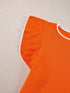 Russet Orange Ruffle Sleeve Short Sleeve Knit Top