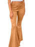 Rust Exposed Stitch Flare Suede Trousers with Pockets