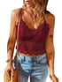 Seductive lace camisole women's open-back hollow solid color easy slip-on