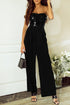 Sequin Embellished Black Tube Top Flared Jumpsuit