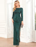 Sequin Glamour Long Sleeve Formal Gown