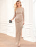 Sequin Glamour Long Sleeve Formal Gown
