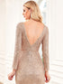 Sequin Glamour Long Sleeve Formal Gown