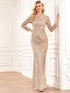 Sequin Glamour Long Sleeve Formal Gown