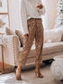 Sequined Drawstring High Waisted Leggings Slacks