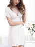 Sexy Loose Solid Color V Neck Lace Pajama